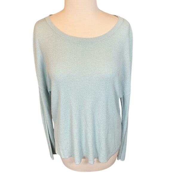 BP. Light Blue Size Small Ribbed Long Sleeve Scoop Neck Top Soft Light Wight - Picture 2 of 12